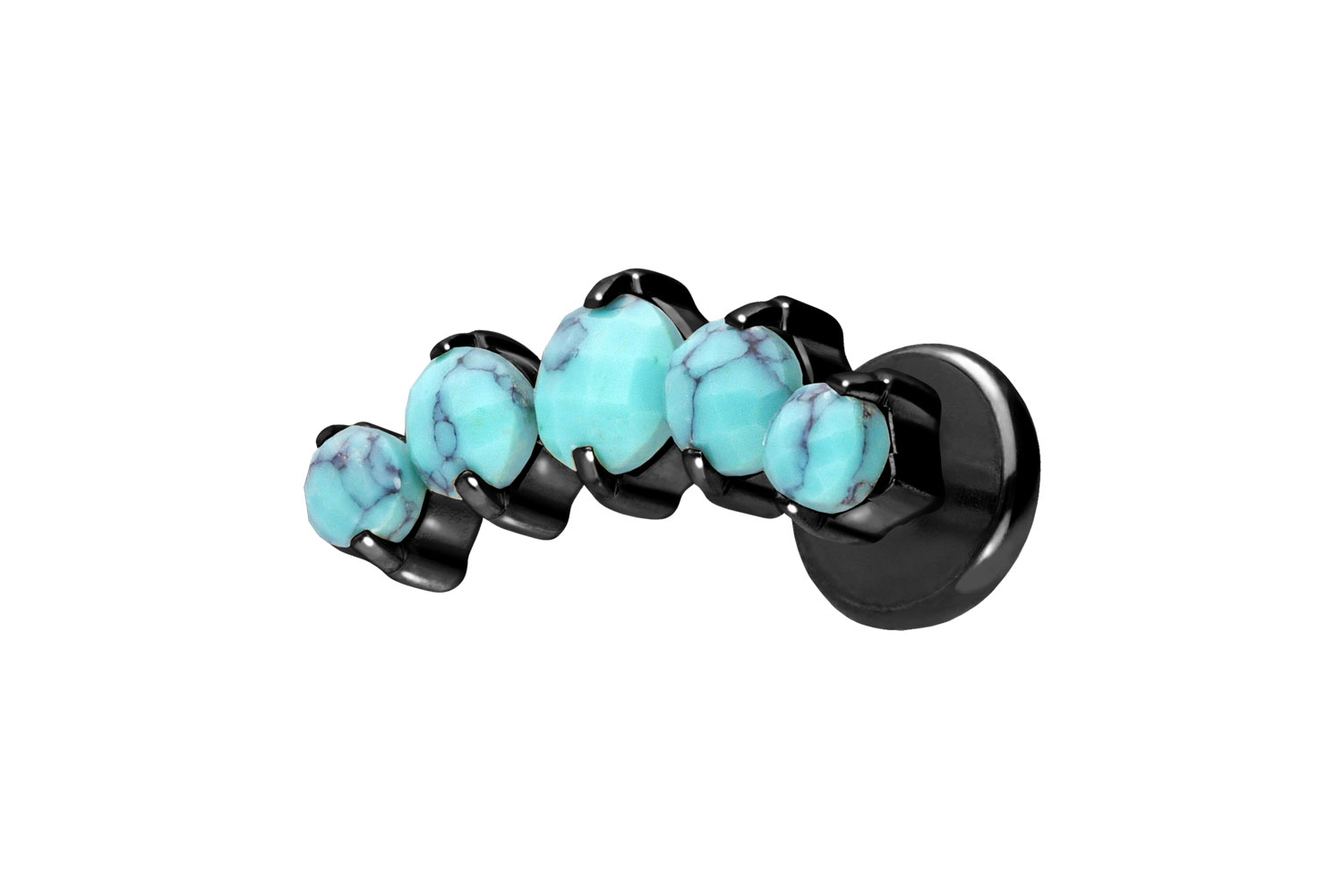Titan Labret Piercing mit Push Fit 5 SYNTHETISCHE TÜRKISE